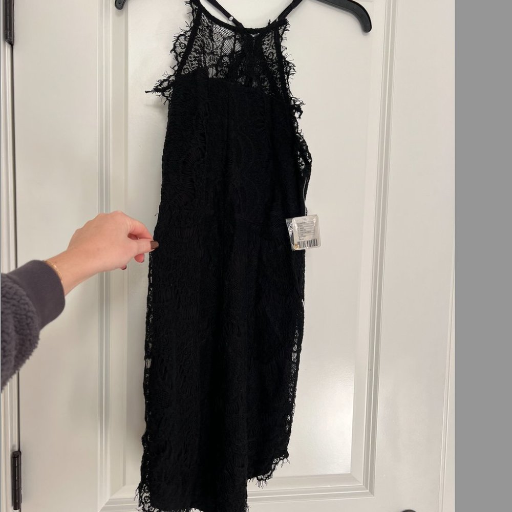 Free People Intimately She's Got It Lace Slip Dress Size Small Black High Neck - Picture 7 of 9